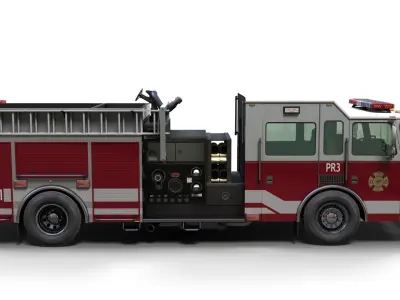 American Fire Truck Low-poly 3D model