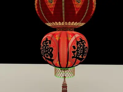 Chinese red lantern 3D model 3