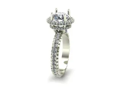 Engagement Ring With Round Diamonds 3D model