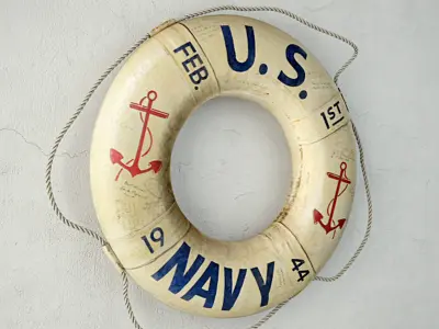WW2 Original 1944 US Navy Life Ring 3D model