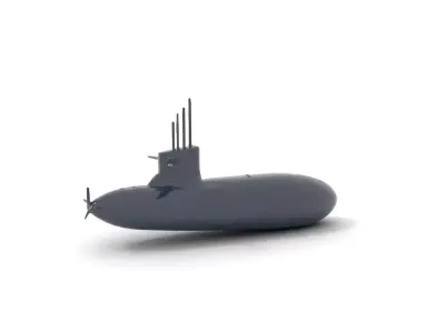 Black Stealth Submarine model pack Low-poly 3D model