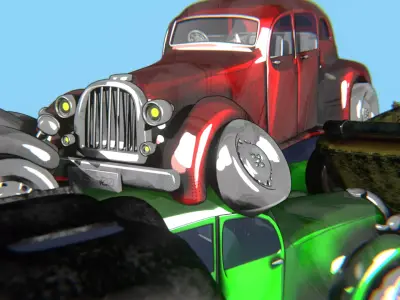 Vintage Car Pack - Old Car Model Low-poly 3D model