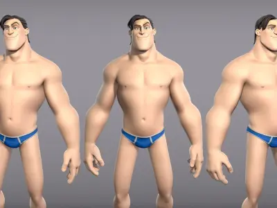 Cartoon male character Curtis base mesh Low-poly 3D model