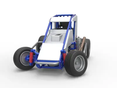 Midget car while turning Scale 1 to 25 3D print model