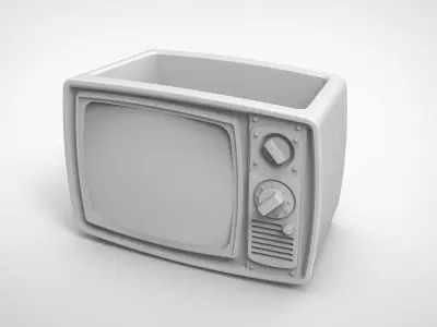 vintage television pattern vase 3D print model