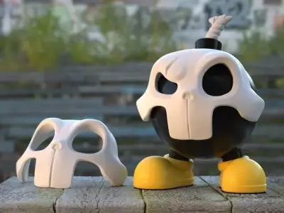 Skull Mask Bomb Figure Fan Art Toy  3D print model
