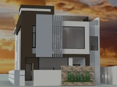 Contemporary Cube Facade House A58 DWG  SketchUp 3D model