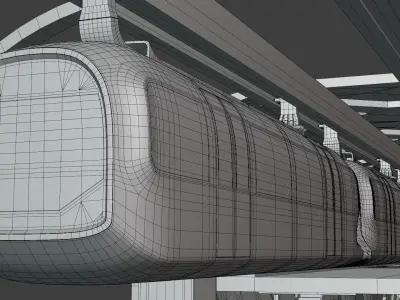 Monorail train with station II 3D model