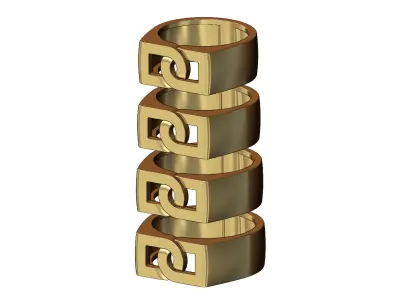 Overlapping D link 8mm wide signet ring US sizes 6to9 3D print model