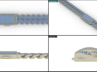 Cuban Link Chain Diamond Bracelet or Neckla 3D print model