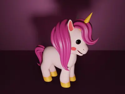 Baby Unicorn 3D Model  Adorable Low-Poly Cartoon Character 3D model