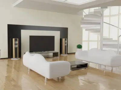 Interior white room 3D model