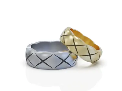 Wedding bands set promise rings 3D print model