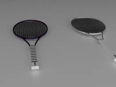 3d designing two tennis rackets on table 3D model