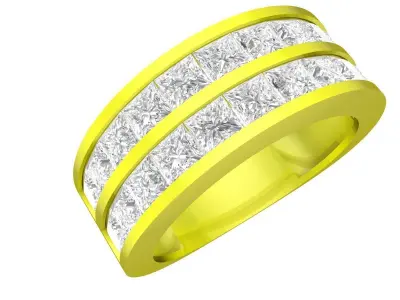 Luxury Double Row Baguette Band Ring for Men 4843 3D print model