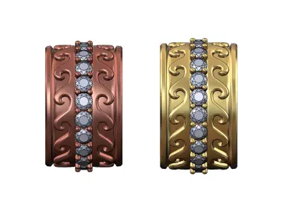 Eternity 3mm diamond double wave band US sizes 7 8 3D print model