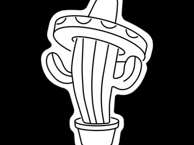 Sombrero On Cactus Neon Sign 3D model