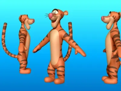 Tigger jumping in air 3D model