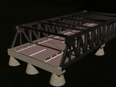 Steel Truss Bridge for Games and Rendering  OBJ FBX STL SKP Low-poly 3D model
