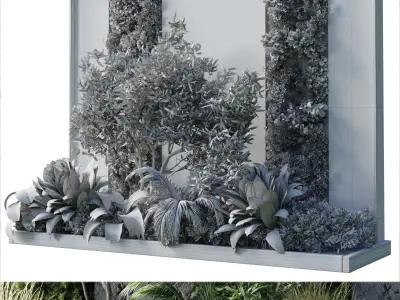 Vertical Wall Garden With concrete frame 50 Low-poly 3D model