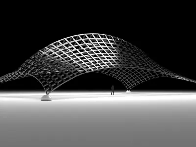 Architectural Tensile Structure Ridge with Anchors 3D model