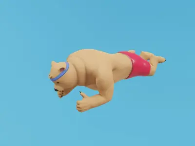 Bear athlete Low-poly 3D model