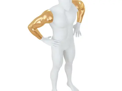 Abstract white mannequin with golden hands 87 3D model