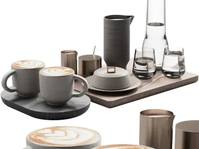 129 eat and drinks decor set 03 coffee and water kit 03 3D model