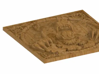 Carved panel painting STL 3D model 3