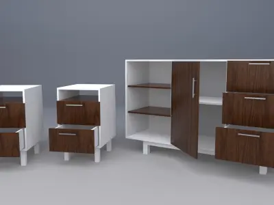 bedroom set with furniture 3D model
