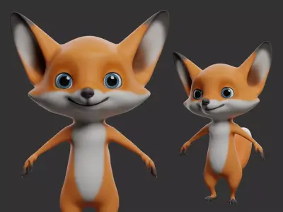 Fox Cartoon  Low-poly 3D model
