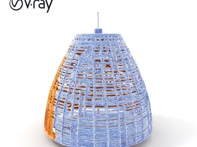 Wicker Pendant Light Model Pack for Interior Design Visualiza... Low-poly 3D model