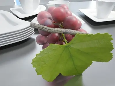 Red Grapes High Detail 3D model