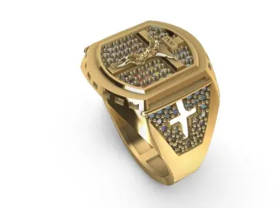 Anillo para caballero-hombre -de cristo v-  3D print model