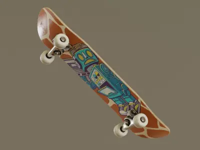 Skateboard - Giraffe Deck Low-poly 3D model