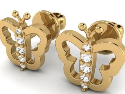 butterfly earrings 3D print model