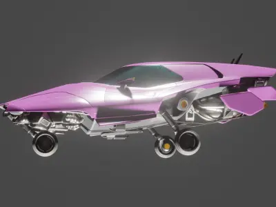 Cyberpunk HoverCar Low-poly 3D model