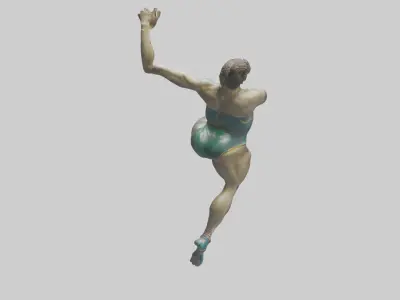 Trampoline Gymnast in Air statue model Low-poly 3D model