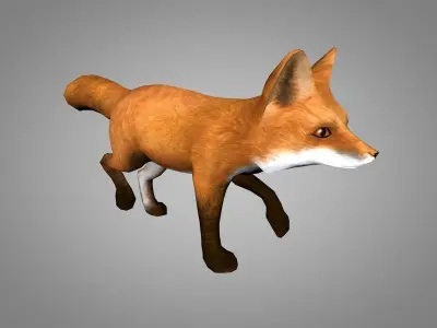 Fox or Foxes Low-poly 3D model