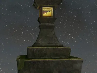 Stone lantern with candles 3D model