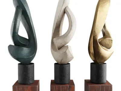 Absract Harp modern sculpture Low-poly 3D model