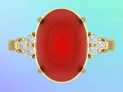 Gemstone Rings - Oval stone ring - Womens Rings 3D print model