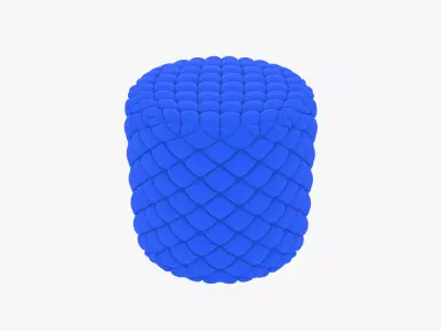 Round tufted ottoman blue fabric 3D model