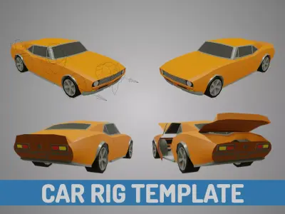 Low Poly Car Rig Template - Animation Low-poly 3D model