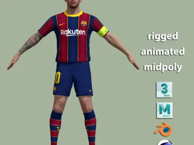 A-Pose rigged Messi Barcelona 3D model