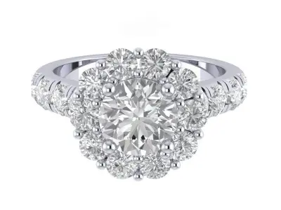 HALO-ER-822 diamond halo engagement ring 3D print model