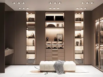 Luxury Dressing Room  Walk-in Wardrobe  3D Interior Scene Low-poly 3D model