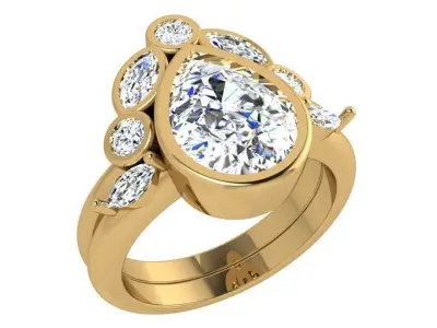 Pear Cut Diamond Ring 3923 3D print model
