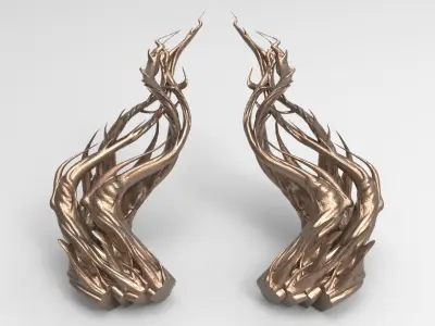 Celtic Carved ivy horn collection  Low-poly 3D model