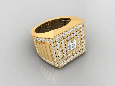 Ring M2 Mens luxury ring with gem 3D print model